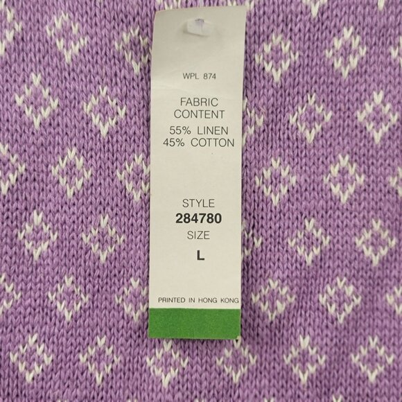 Vintage White Stag Sweater Large Linen Cotton Oversize Purple Gray Deadstock New - Picture 4 of 11